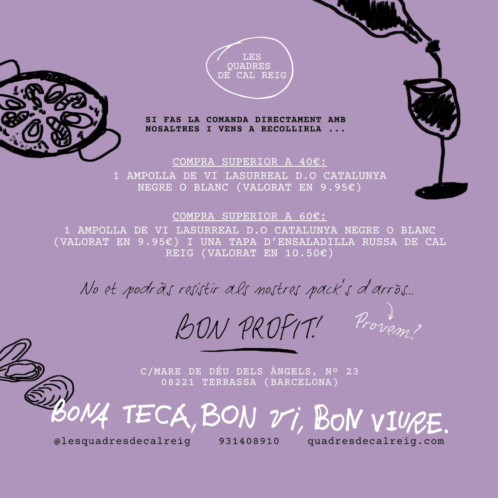 menjars per emportar recollida local o glovo restaurant centre terrassa cal reig minyons